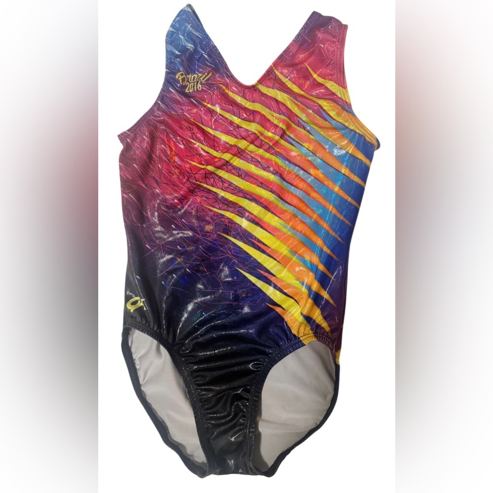 GK Elite Brazil 2016 Olympics Multicolor Kids Leotard Size CL